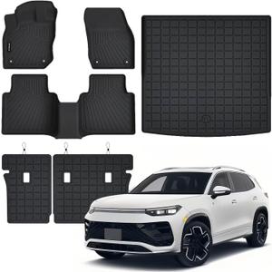 Floor Mats & Cargo Liner with Backrest Mats Compatible with Volkswagen Tiguan 2025 2026 5 Seats,All Weather Protection,Anti-Slip TPE Floor Mats & Trunk Mat Compatible with VW Tiguan Accessories