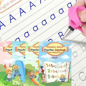 Magic Grooved Writing Practice Book，Reusable Grooved Handwriting Workbooks 4 Pack with Pens，Preschool Writing Practice for Kids 3-5