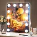 Hasipu Vanity Mirror with Lights, Hollywood 12" x 14" LED Makeup Mirror, 3 Modes Light, Smart Touch Control Dimmable, 360Rotation, Rounded Rectangle White Frame