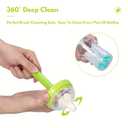 CAREBABYMORE Baby Bottle Brush with One Base Hidden Nylon Nipple Cleaner, 2 Pcs Sponge Nipple Brushes, 2 Pcs Straw Brushes, Bottle Brush with Nipple Cleaner and Suction Cup (Green)