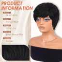 PEACOCO Short Pixie Cut Wig Human Hair for Black Women With Bangs Layered Wavy Wigs Glueless Human Hair Wear and Go Natural Black 1B