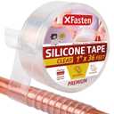 XFasten Self Fusing Silicone Tape Waterproof Clear 1" x 36 Feet, Self Amalgamating Tape, Silicone Rubber for Plumbing, Sealing Pipes, Hose Repair, Outdoor Coax and Electrical Cables Weatherproof