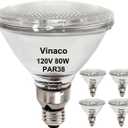 Vinaco PAR38 Halogen Flood Light Bulbs Dimmable, 4 Pack High Output Halogen PAR38 Floodlight 80W 120V, Warm White 2800K, CRI100 Flood Light Bulbs with E26 Base for Indoor/Outdoor