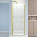 ENSO SENKA Frameless Pivot Shower Door 28.8-30" W X 72" H, 1/4" (6mm) Clear SGCC Tempered Glass, Hinged Pivot Swing Shower Door, Reversible Installation, Easy to Clean, Brushed Gold