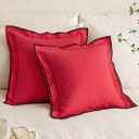 MIULEE Fall Linen Throw Pillow Covers, 2 Piece 18x18 Inch Black, Boho Euro Pillowcases for Bed to Infuse Elegance, Ideal for Halloween Sofa Couch Cushion in Home Decor Upgrade, Red 