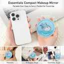 3 x Small Compact Mirror with Light, 1X/3X Magnification Travel Makeup Mirror, 3 Color, Dimmable Up, 3.14 inch Pocket Mirror, Folding, 2-Sided, Round Quicksand Mini MirrorBlue