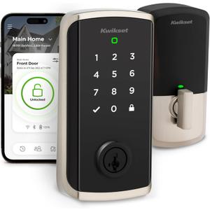 Kwikset Halo Select Smart Lock Keyless Entry Door Lock Wi-Fi and Matter Enabled Deadbolt No Hub Needed, Geofence Auto-Unlock, Grade AAA Certified, Easy Install, Satin Nickel 