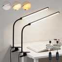 2 Pack LED Desk Lamp with Clamp,Eye-Friendly Clip on Lights for Home Office Study Reading,3 Modes 10 Brightness,Long Flexible Goose-Neck,Swing Arm Architect Task Table Lamps USB Usage