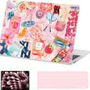 AKIT Compatible with MacBook Pro 13 inch Case M2 A2338 2026 2025-2016 M1 A2251 A2289 A2159 A1989 A1708 A1706, Unique Pattern Laptop Hrad Shell Case&Keyboard Cover&Screen Protector Film, SumPink