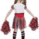 Spooktacular Creations Zombie Halloween Cheerleader Costume, Girls Scary Cheerless Costume, Kids Dead Cheerleading Outfit for Halloween Role Play Themed Parties, Red White, S (S)