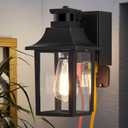 Porch Light with GFCI Outlet Dusk to Dawn Motion Sensor Outdoor Light 3 Light Modes Exterior Light Fixture Waterproof Outside Wall Light for House Patio Garage (Black 1-pack, Black with Copper Trim)