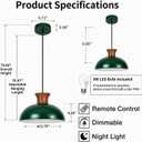 14-Inch Green Pendant Light for Kitchen Island with Remote Dimming