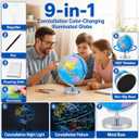 9-in-1 Illuminated World Globe 8 in for Kids & Adults with 88 Constellation Map, Touch Color Changing LED Lamp for STEM Geography Learning,Night Light for Classroom Office & Home Desk Decor