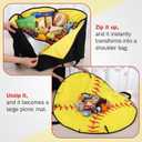 Sliner 2-in-1 Softball Picnic Blankets 49" D Large Waterproof Foldable Tote Bag Outdoor Picnic Mat Sports Sandproof Camping Blanket for Camping Beach Grass Park