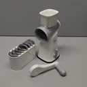 Rotary Cheese Grater Shredder 5-in-1 Tumbling Box Mandoline Vegetable Julienne Slicer Waffle Cutter Nut Chopper with Handle and Strong Suction Base (White)