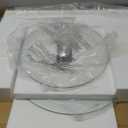 iDesign Round Drink Table - Pedestal Drink Table for Small Spaces - Clear/Chrome