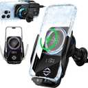 Cooling Car Phone Holder, 15W Wireless Car Charger Mount, Smart Sensing Car Vent Phone Stand with RGB Ambient Light, Auto Clamping Anti-Shake Mount Stands Compatible for iPhone, Android Smartphones