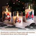 Eywamage Christmas Glass Flameless Candles with Remote, Flickering LED Pillar Candles Holiday Table Decor Gift Set of 3 (Red Truck)