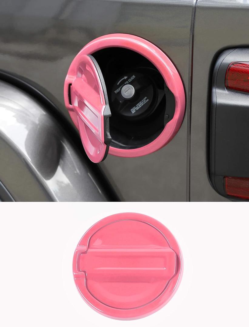 Savadicar Pink Fuel Door Trim for Jeep Wrangler JL JLU 4xe & Gladiator JT 2018-Present  Exterior Gas Cap Accent Styling Cover Accessory