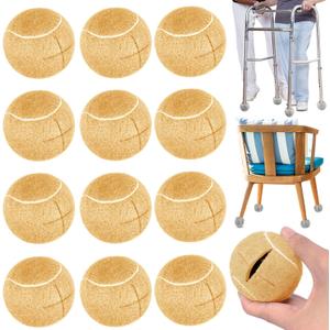 Triceratops Precut Walker Tennis Balls, Heavy Duty Long Lasting Tennis Balls - Fit for Most Chairs Desks Furniture Legs and Floor Protection, Easy to Install (24pcs, Yellow)