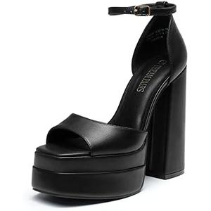 DREAM PAIRS High Heels Chunky Block Platform Heels for Women Ankle Strap Sexy Open Square Toe Heels Dressy Pumps Sandals 8.5