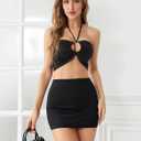 SweatyRocks Women's Casual Elastic Waist Solid Bodycon Mini Skirt Streetwear (Black)