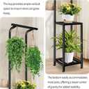 Plant Stand Indoor Outdoor, 65" Tall Plant Stand Outdoor 3 Tiered Hanging Plant Shelf Heavy Duty Flower Stand Multiple Plant Metal Display Rack for Living Room Garden Balcony