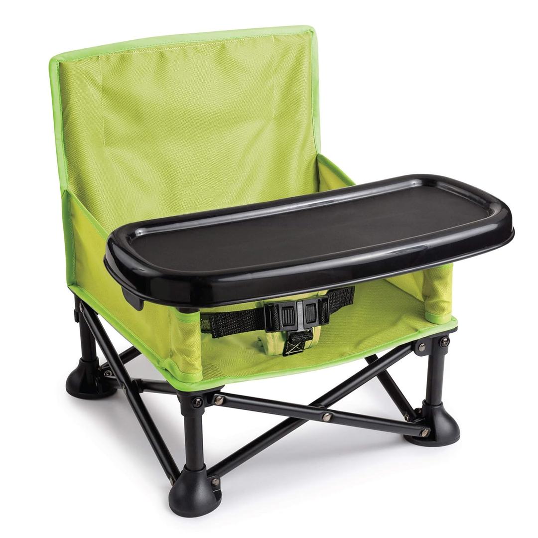 Summer by Bright Starts Pop 'N Sit Portable Booster Chair, Floor Seat, Indoor/ Outdoor Use, Compact Fold, Green, 6 Mos - 3 Yrs