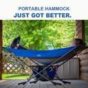 Portable Hammock with Stand, World's Best Mock ONE Hammock, Compact Folding Framed Hammock with Adjustable Sunshade Canopy for Park, Backyard, Garden, Camping, Hiking, Mountaineering, Beaches- Blue
