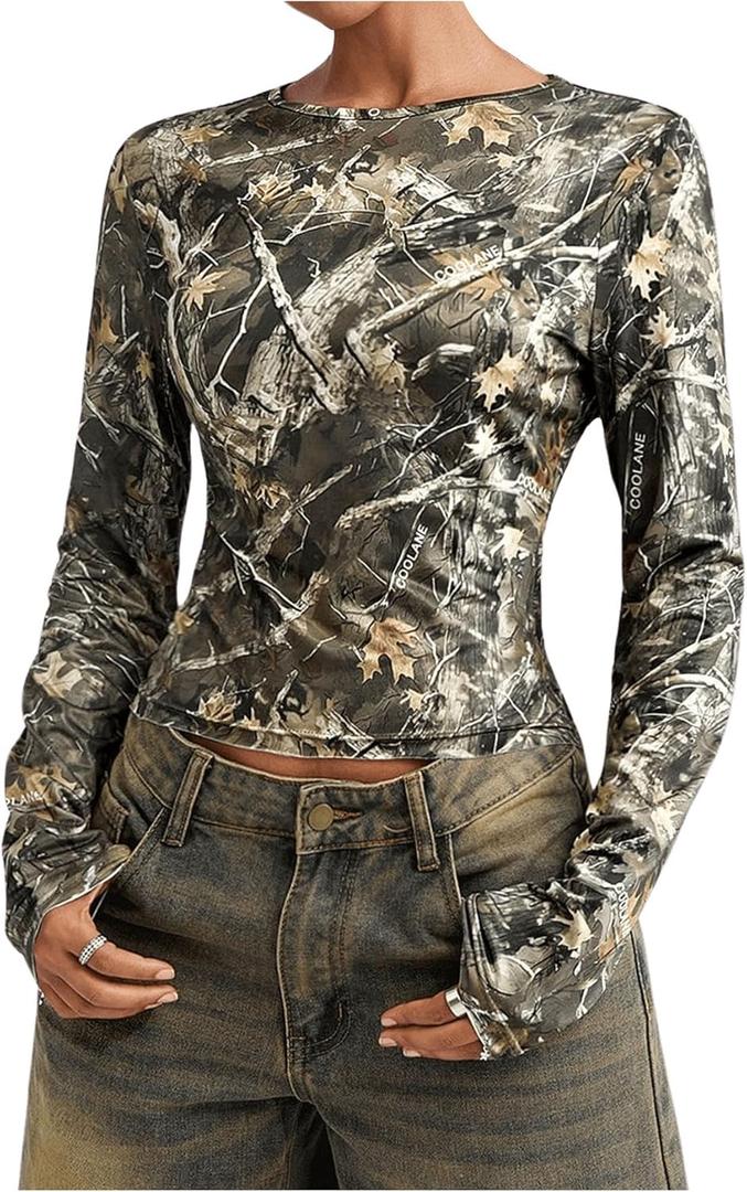 WDIRARA Women's Camo Long Sleeve T Shirt Camouflage Graphic Y2k Streetwear Tops (XX-Large, Army Green) WDIRARA Women's Camo Long Sleeve T Shirt Camouflage Graphic Y2k Streetwear Tops (XX-Large, Army Green)