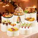 10 Pcs Buffet Risers, Acrylic & Cardboard Foldable Table Food Display Stands with Acrylic Plates Risers for Catering Dessert Cake Jewelry for Wedding Birthday Christmas Party Decorations White