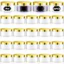 Dandat 24 Pcs 8 oz Plastic Jar Container with Lid and Label Refillable Empty Round Clear with Gold PET Cosmetic Sample Slime Containers for Lotion, Cream, Ointments, Body Butter, Makeup Travel Storage