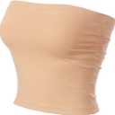 MixMatchy Women's Tube Top with Built-in Bra, Double Layered Strapless Bandeau Top, Y2K Side Ruched Casual Tops (L)