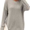 Sweater for Women Top Oversized Fashion Sweater Soft Striped V Neck Long Sleeve Pullover Sweatshirt (XL)