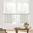 Cafe Curtains 18 Inch Length Pinch Pleat Sheer Linen Farmhouse Tiny Window Set 2 Panels Curtains for Kitchen, 24x18 in Long