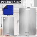 2-piece stainless steel cutting board, made of 316 stainless steel, with hooks and wipes, for cutting meat, fruits and vegetables (34 * 23cm + 25 * 15cm)