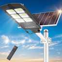 Solar Street Light, 600W Solar Street Lights Outdoor Dusk to Dawn Motion Sensor IP66 Waterproof 6500K Super Bright Solar Powered Lighting for Parking Lot, Garage, Street