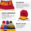City Beanie Knit Hat with Pom Winter Cuffed Cap Sport Fans Gift (One Size, Kansas)