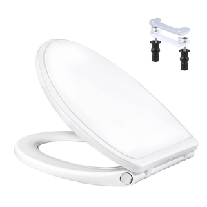 Universal Toilet Seat Elongated Soft-Close Cover, Oval Toilet Seat, White