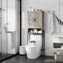 Vabches Over The Toilet Storage Cabinet with 2-Door Design Bathroom Organizers and Storage with Anti-Tip Device Over Toilet Organizer with Shelves for Bathroom,Restroom,Laundry Grey