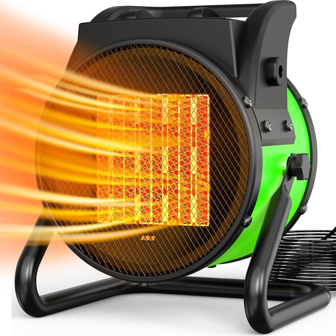 Portable Electric Heater - 1500W Outdoor Space Heater 3s Fast Heating 3 Mode, Overheat Protection Electric Patio Heater for Greenhouse Garage Patio, Outdoor, Green