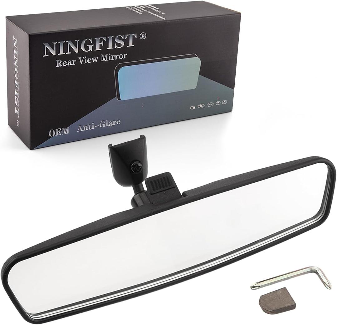 Universal Car Rear View Mirror Accessories - NINGFIST Premium Wide Angle Rearview Mirror with Mounting Base, Fit for Toyota Corolla/RAV4, Nissan Altima/Rogue Jeep Chevrolet& Most Vehicles (10.6 inch Universal Fit)