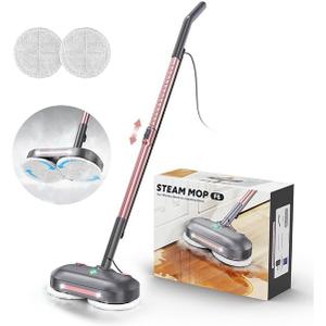 Scrubbing Steam Mop with Rotating Pads,All-in-One Spin Steam Cleaner for Floor Cleaning,Large Tank,23FT Cord, LED Headlights,Reusable Pads & Self-Standing,Safe for Hard Floor/Laminate/Marble