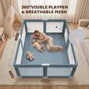 Foldable Baby Playpen - 71"59" Collapsible Play Pen for Babies and Toddlers - Indoor Outdoor Foldable Play Yard with 4 Handles - Folding Baby Playpen with Bag Portable Travel Play Yard