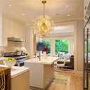 TOCHIC 24" Modern Glass Chandelier, 12-Light Sputnik Design Dimmable Gold | Height Adjustable, Fits 120200 sq. ft. Spaces, Suits 46 Seat Tables, Sloped Ceiling Compatible, Easy Installation