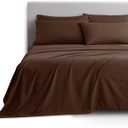 CLARA CLARK  CAL KING Deluxe Sheet Set Flat Sheet(108"×102", 274cm×259cm)/ Fitted Sheet(72"×84",183cm×213cm)/ 4 Pillowcases (20"×40", 51cm×102cm) Braun