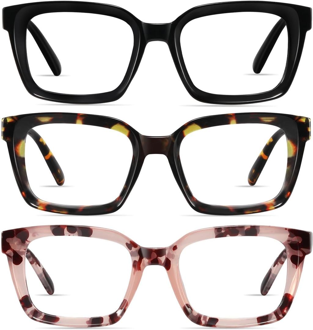 XVXV Reading Glasses for Women Men - Blue Light Blocking Readers Oversize Square Anti Glare with Spring Hinge