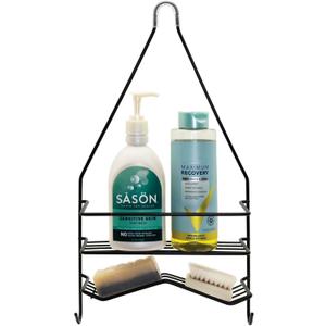 Oggi 2 Shelf Metal Hanging Shower Caddy, Rust Resistant Over Shower Head Shower Organizer with Soap Holder, Bathroom Storage Rack for Shampoo, Soap & Shower Accessories - Black