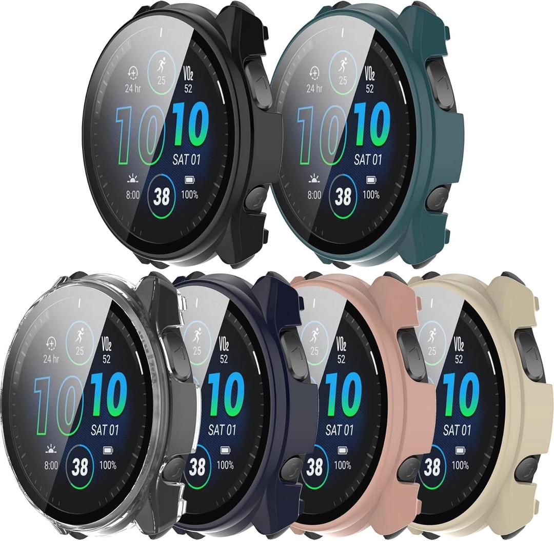 6Pack Case Compatible with Garmin Forerunner 965 Smartwatch Hard PC Bumper Shock-Proof Shell All-Around Protective Cover