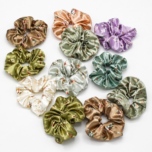 Set Of 12 Silk Satin Scrunchies For Women & Girls - Stylish Luxury Ponytail Rubber Band Ties for Hair 